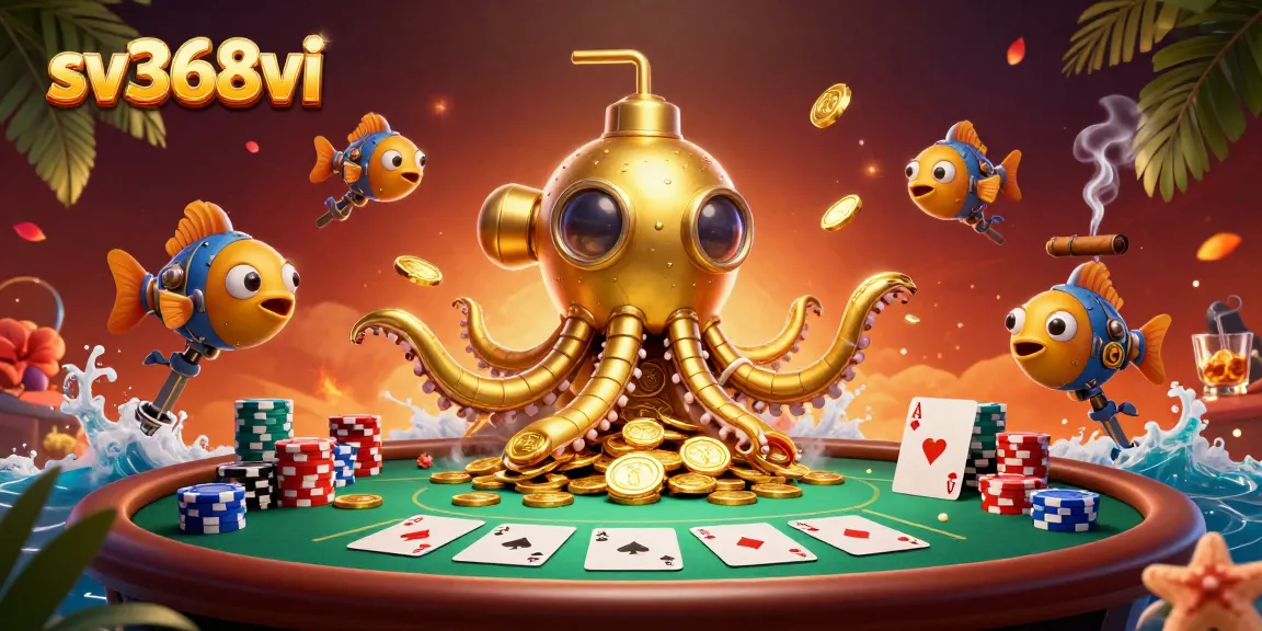 Experience thrilling poker action with sv368vi's colorful casino illustration.