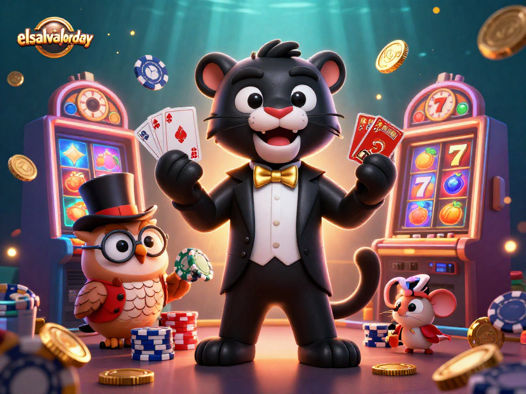 Elevate your gaming experience with elsalvadorday's vibrant 3D casino illustration featuring lucky characters.