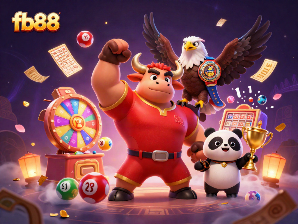 Engage in thrilling gameplay with fb88, featuring vibrant casino elements and energetic characters.
