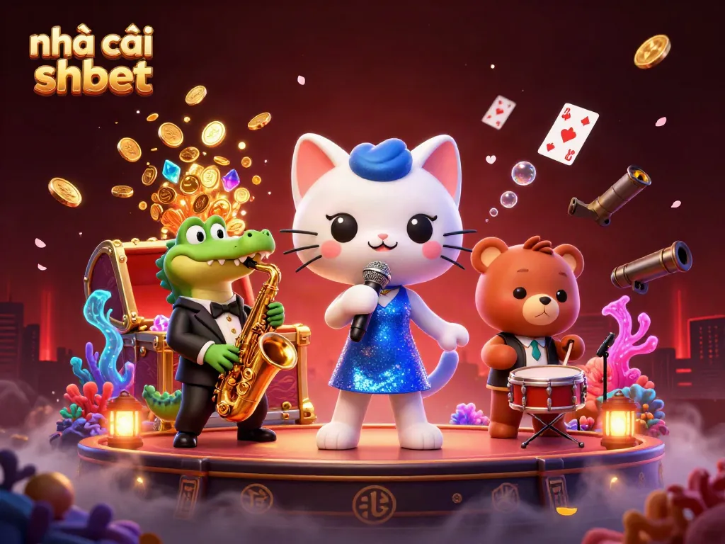 Experience playful excitement at nhà cái shbet with lively characters in a vibrant casino scene.