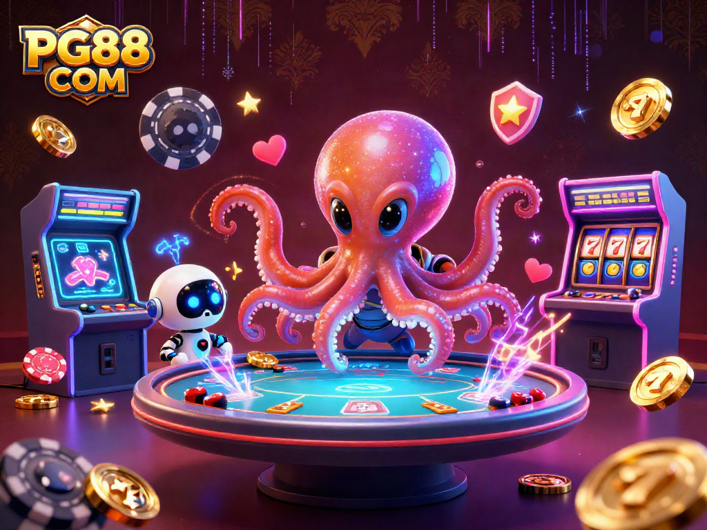 Join the adventure with PG88 COM at the vibrant casino gaming table run by an alien octopus!