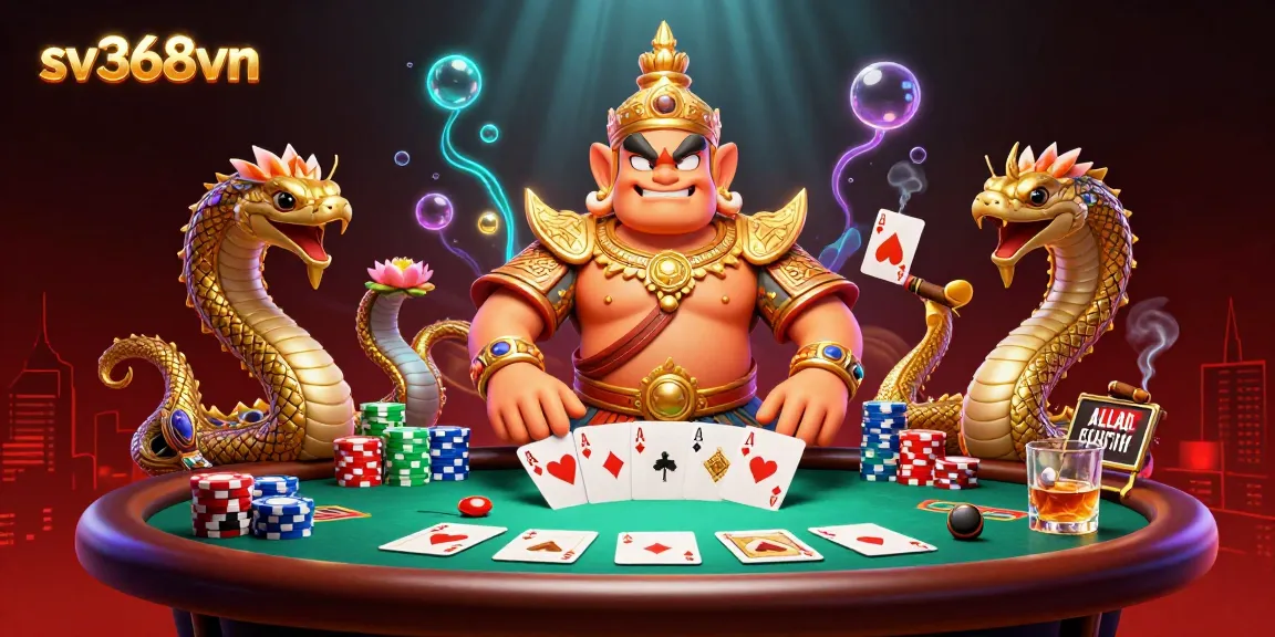 Experience sv368vn's exciting casino atmosphere with vibrant gaming elements and characters.