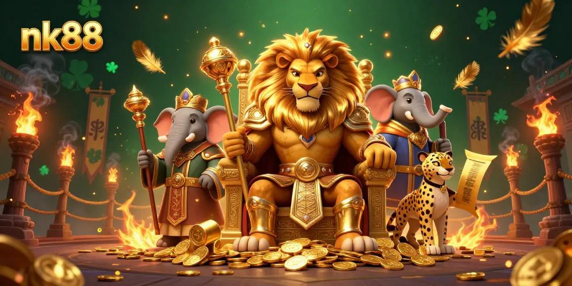 Place your bets and spin the reels with nk88 in a vibrant casino adventure scene.