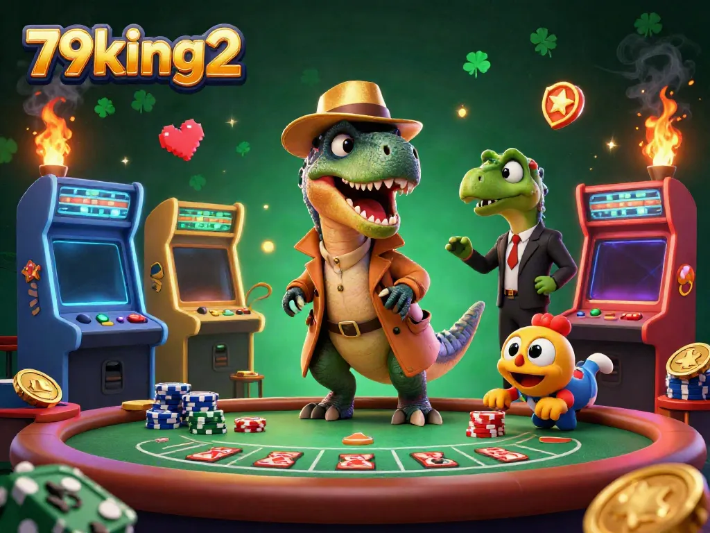 Experience vibrant 79king2 casino action with a clever velociraptor counter at a lively blackjack table.