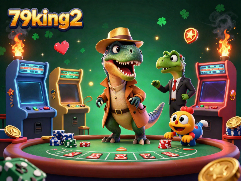 Experience vibrant 79king2 casino action with a clever velociraptor counter at a lively blackjack table.