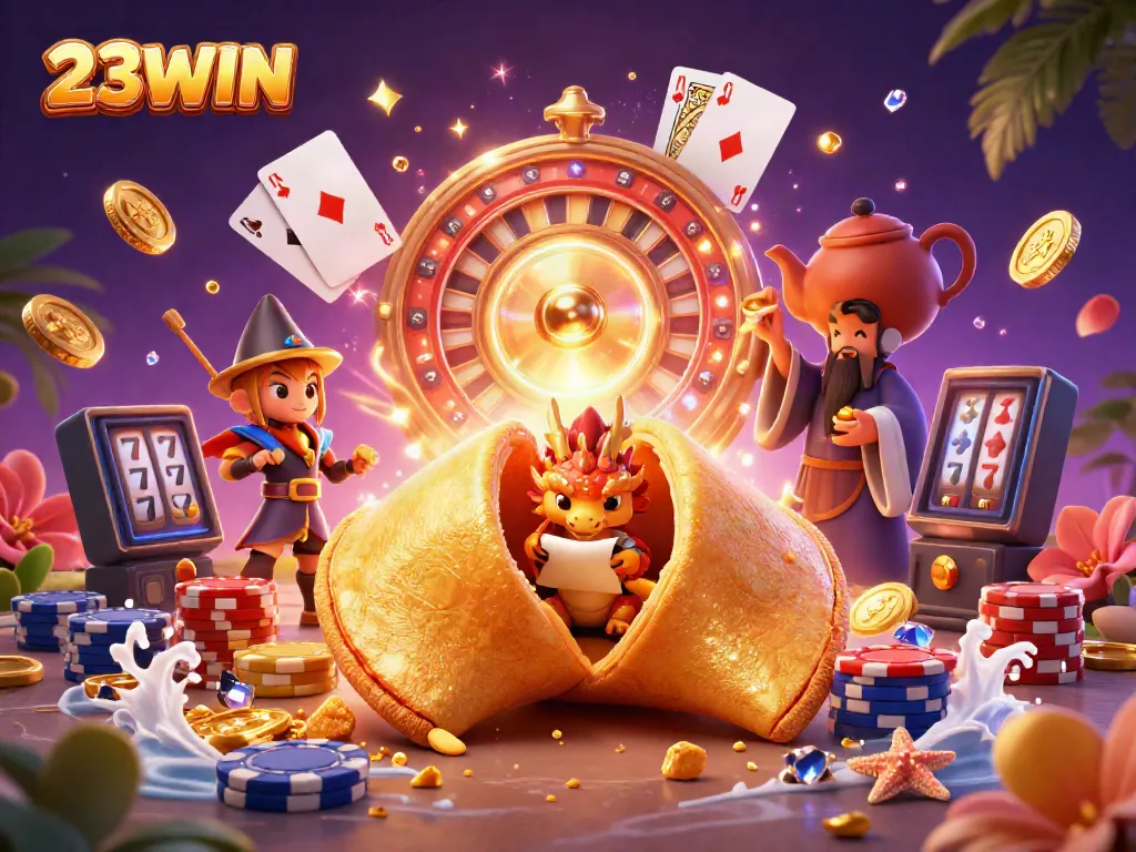 Experience thrilling gaming adventures at 23WIN with vibrant, animated characters showcasing exciting surprises.