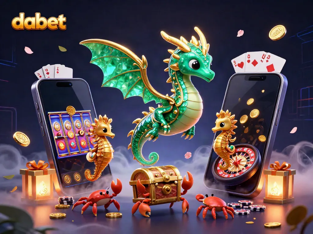 Dabet showcases a vibrant underwater casino realm with rich dragon characters and shimmering slots.