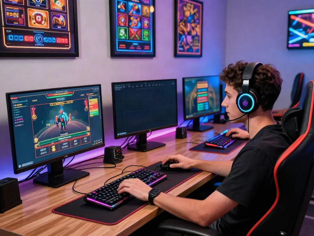 Exciting online gaming experience at red88, with a player engaged in live casino action amidst vibrant LED lighting and dynamic gameplay.