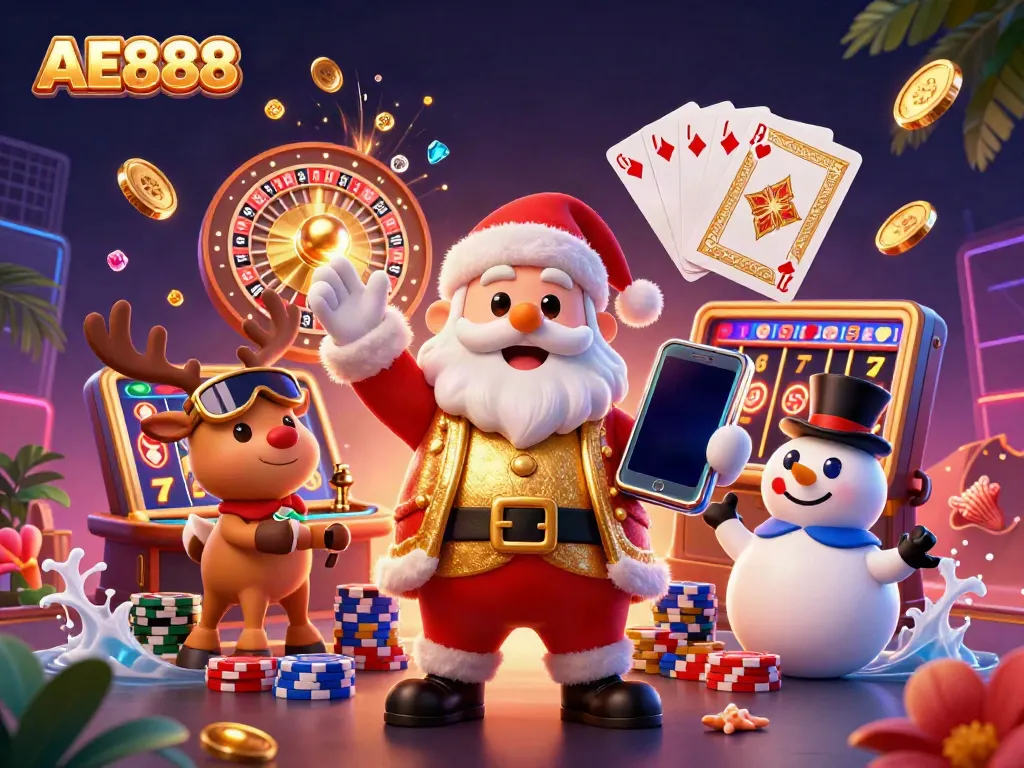 Experience thrilling jackpots with AE888 in a vibrant casino scene filled with action and excitement.