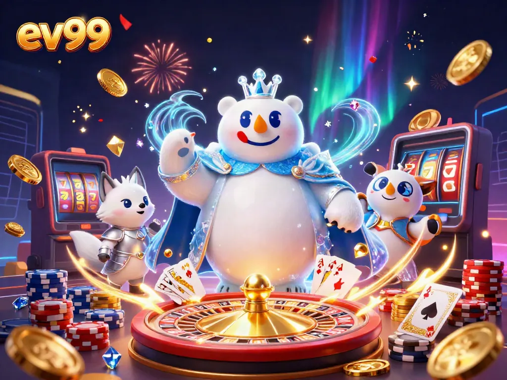 Experience the thrill of ev99 with an epic casino celebration, dynamic cards, and vibrant energy.