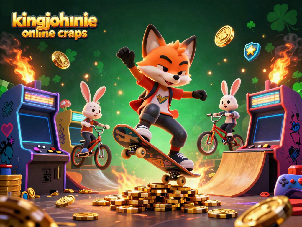 Experience the thrill of kingjohnnie online craps with a vibrant cartoon scene featuring a fox and rabbit in action.