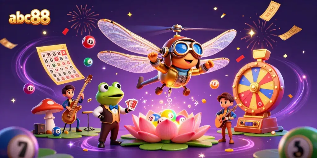 Experience the excitement of abc88 as a dragonfly pilot and frog dealer create a vibrant casino scene.