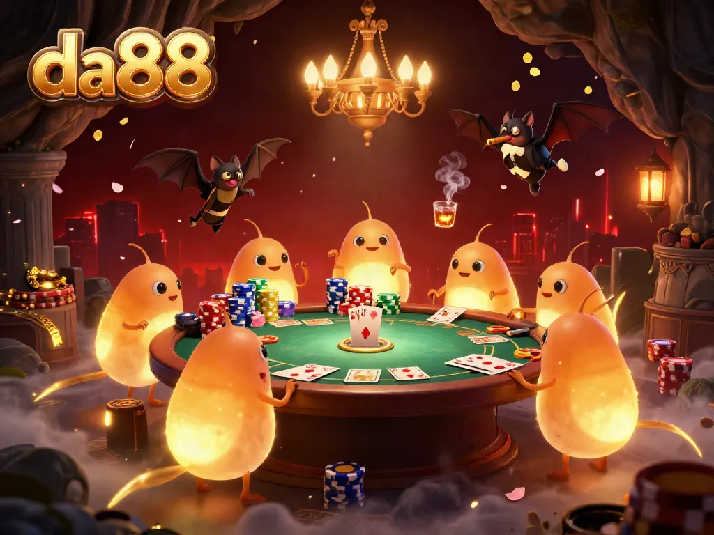 Experience dazzling games at da88 where bioluminescent glowworms illuminate a vibrant casino atmosphere.