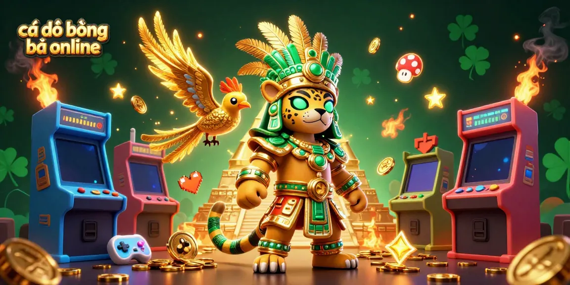 Experience cá độ bóng đá online with a vibrant scene featuring a Mayan jaguar priest and quetzal companion in a dynamic casino atmosphere.