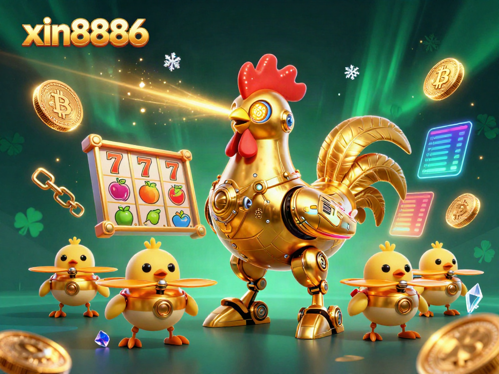 Spin to win with xin8886’s vibrant slots and dynamic characters in this 3D casino illustration.