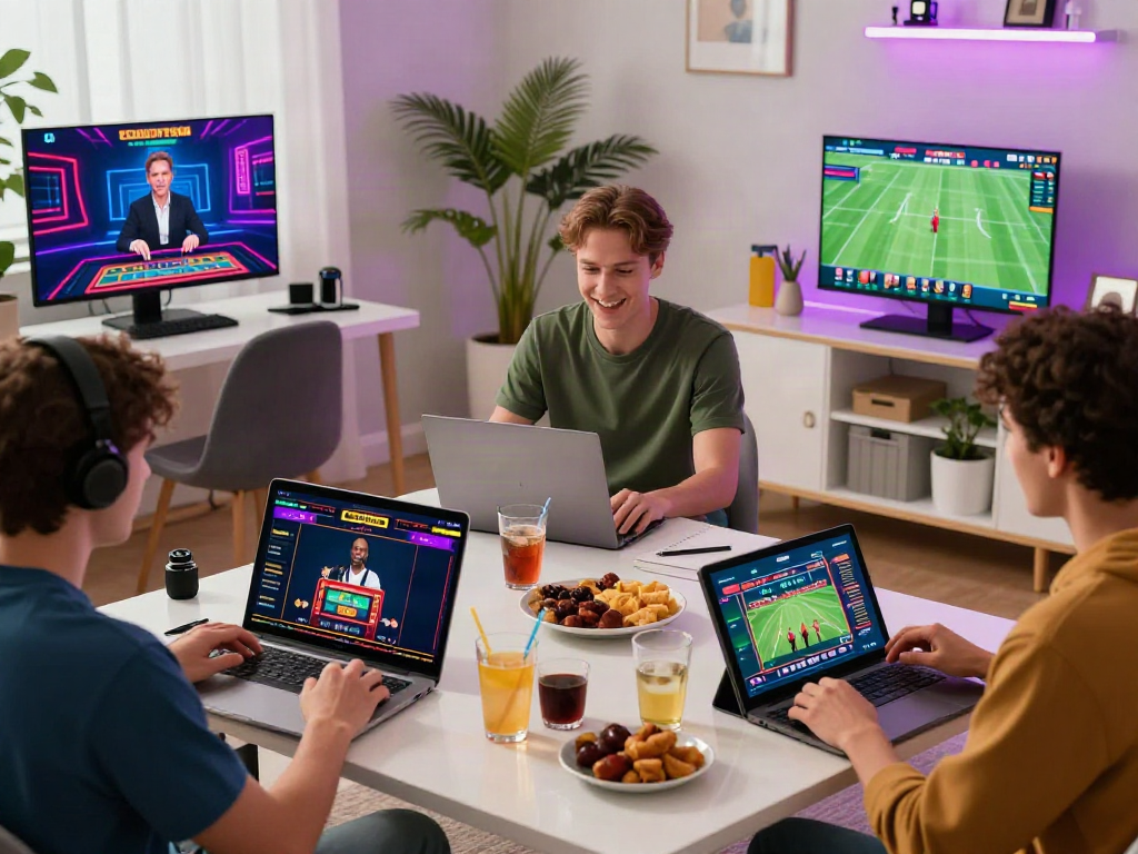 Diverse players engaging in thrilling SV88 online gaming experiences at home.