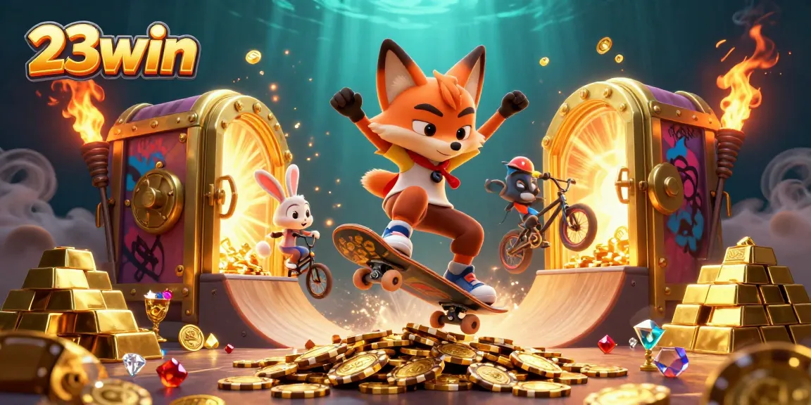 Experience thrilling adventures in the world of 23win, featuring an exciting dynamic scene.