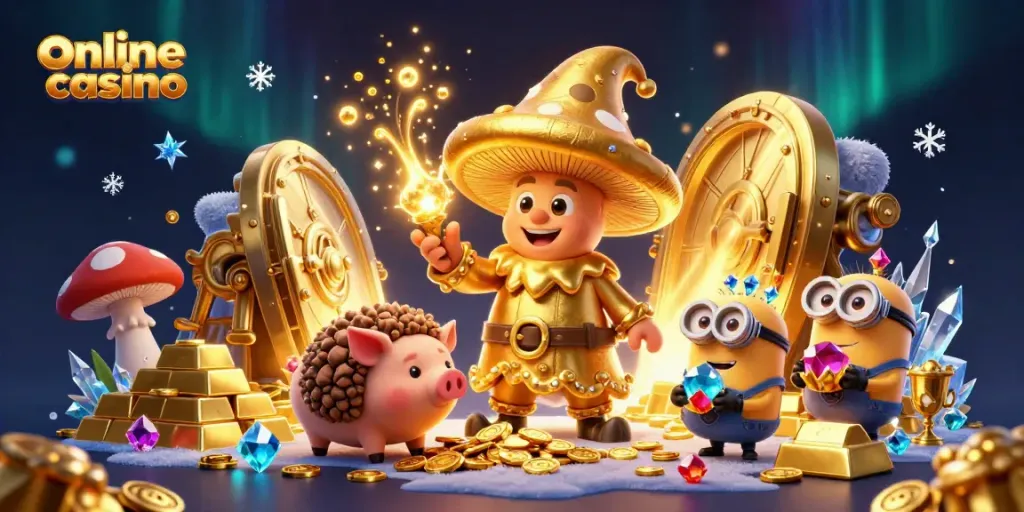 Engage in an exciting online casino adventure with a magical mushroom wizard and treasures.