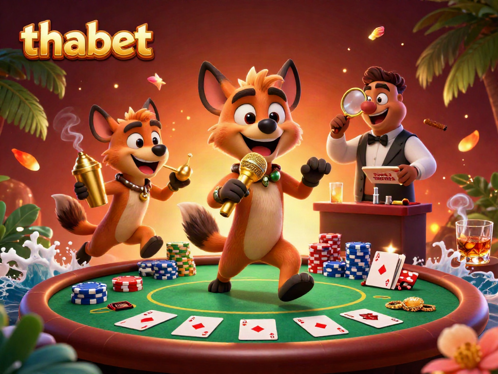 Enjoy the lively comedy casino experience at thabet with hyenas entertaining and engaging in various betting activities.