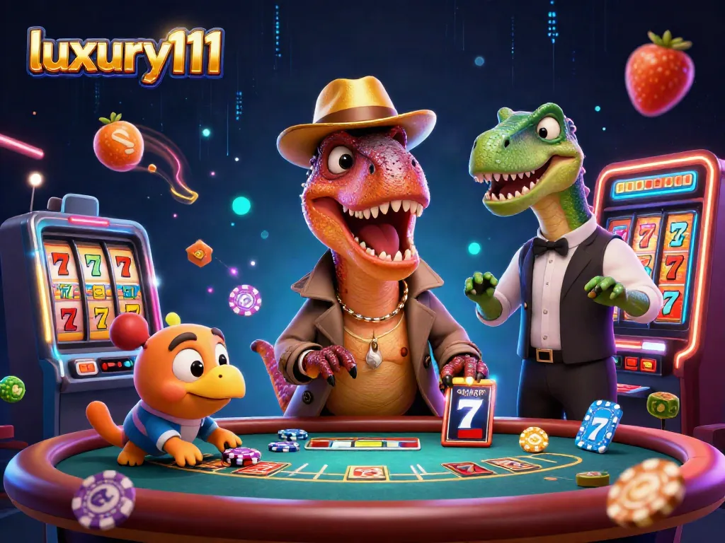 Experience thrilling gameplay with luxury111 as a velociraptor card counter in action at a blackjack table.
