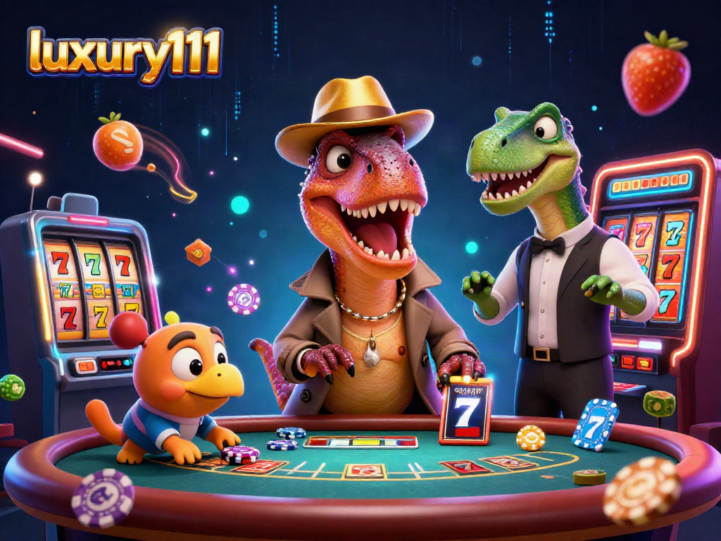 Experience thrilling gameplay with luxury111 as a velociraptor card counter in action at a blackjack table.