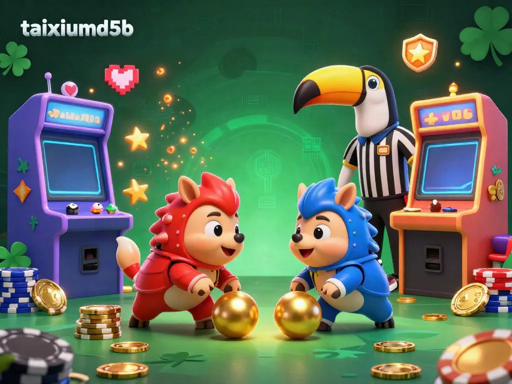 Experience the excitement of taixiumd5b with pangolins rolling golden balls among poker chips in a vibrant casino setting.