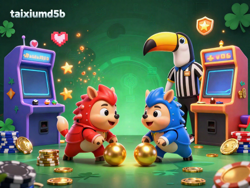 Experience the excitement of taixiumd5b with pangolins rolling golden balls among poker chips in a vibrant casino setting.