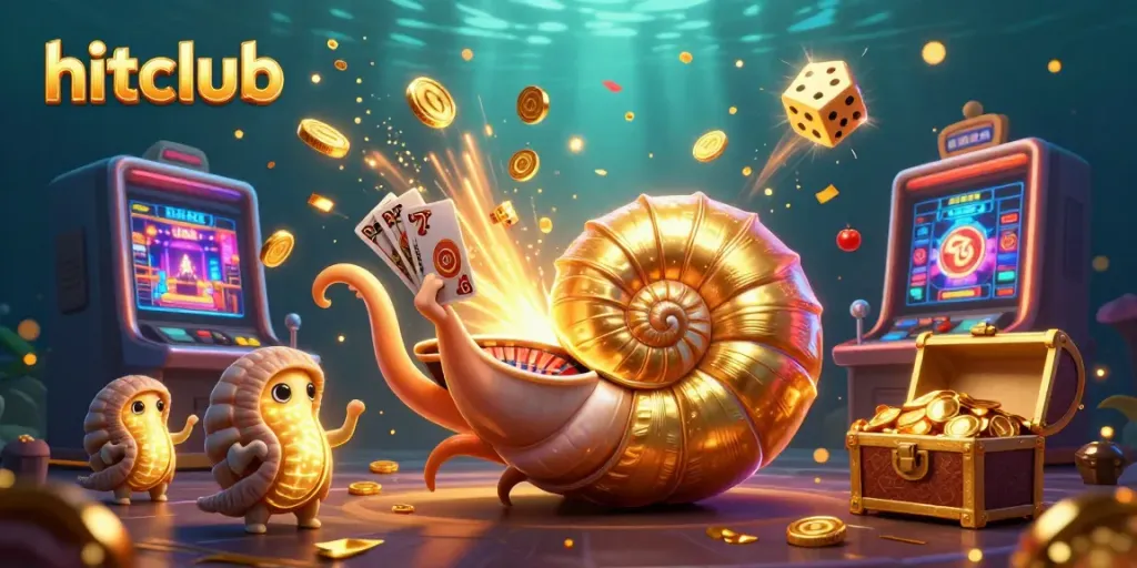 Join the excitement at hitclub with a vibrant 3D casino scene featuring a giant nautilus roulette wheel and jackpot explosion.