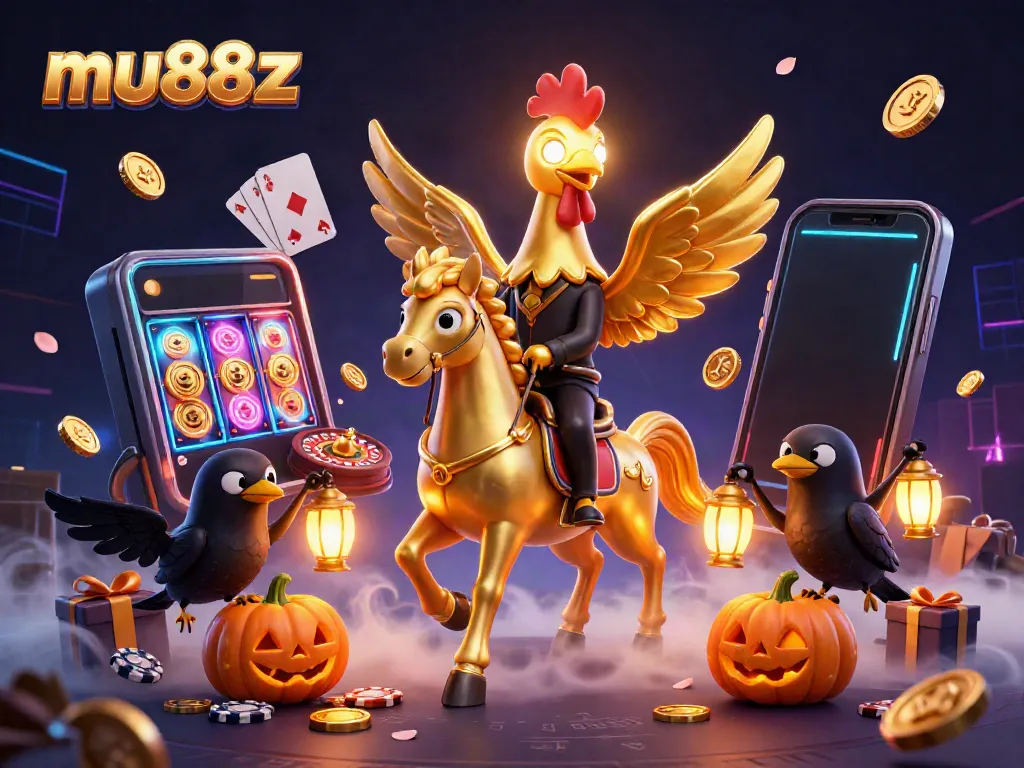 Experience thrilling gaming adventures with mu88z's vibrant casino atmosphere filled with golden treasures and enchanting characters.